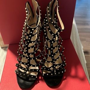 Authentic Valentino, black suede heels with studs